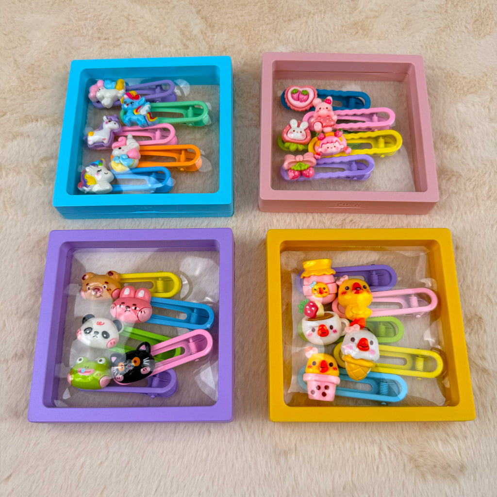 Colored Cartoon Hair Clips Box